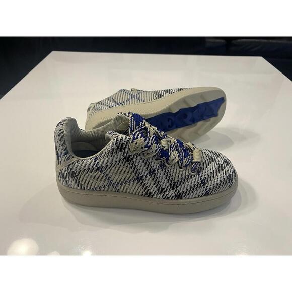 $890 Burberry Knit Box Sneakers Men Lichen Ip Check Size 8 /41 main image 12